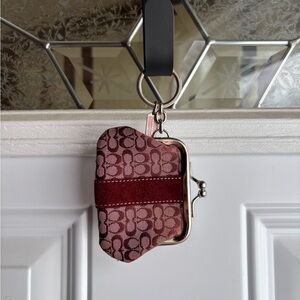 SOLD Burgundy Coach Signature Coin Purse Keychain